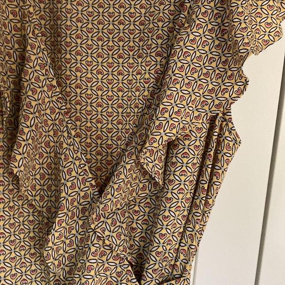 Max studio patterned yellow ruffle wrap dress - Picture 4 of 5